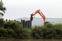 Piling the bank of River Ouse